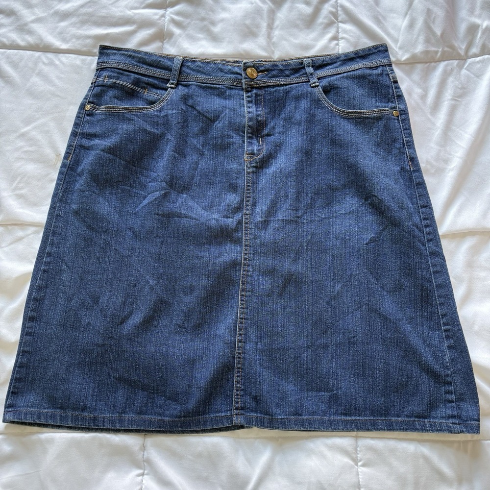 Vintage Denim Midi Skirt Womens 20 Blue Y2K Retro 90s Grunge Whimsy Feminine